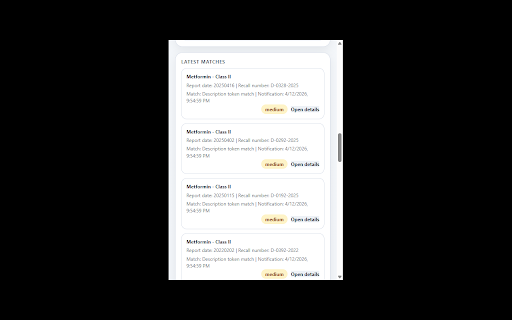 FDA Drug Recall Watcher :: Monitor FDA weekly drug recalls for saved medications.
