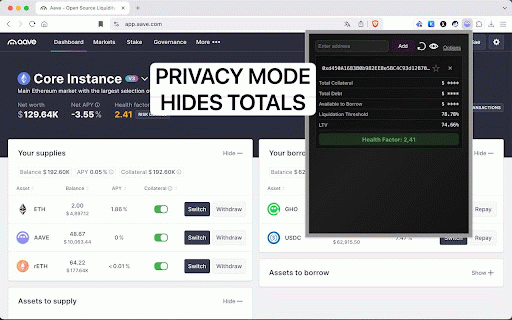 Aave Monitor :: Monitor Aave health factor and other metrics