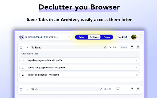 TabsPrompt: Your Smart Tab Manager :: Find, organize, and save your tabs faster than ever