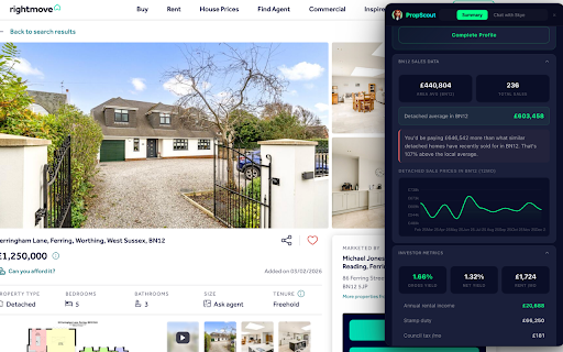 PropScout - Property Intelligence :: Instant property price analysis and AI insights on Rightmove, Zoopla, Property Finder & more.