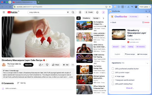 ChefScribe :: Extract recipes from YouTube cooking videos into structured recipe cards.