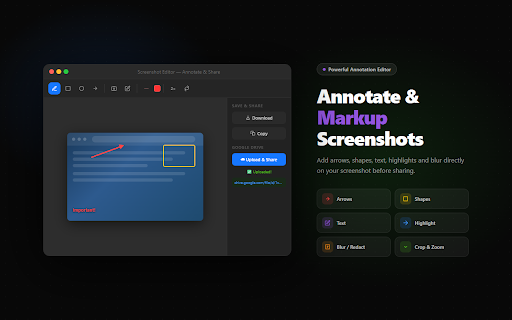 Screenshot Capture & Share — Save to Google Drive :: Capture full page, visible area, desktop or window screenshots. Upload to Google Drive, copy share links, share by email. Free.