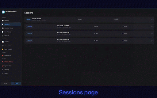 Extended History | 90+ days of history :: Unlimited history retention, session management, time tracking, bookmarks, multi-device.