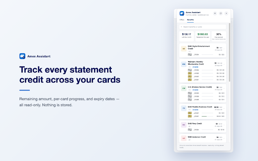 Amex Assistant :: Add an Amex Offer to multiple eligible cards and check the result for each card. No developer-operated backend or telemetry.
