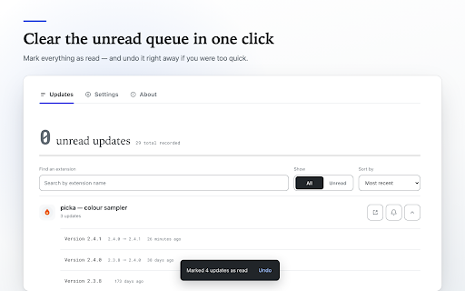 Extensions Update Tracker :: Track and manage your Chrome extension updates in one place.
