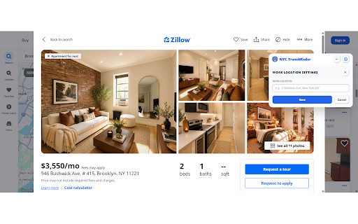 NYC TransitRadar for Zillow :: Show nearby NYC transit walking times and commute options directly on Zillow.