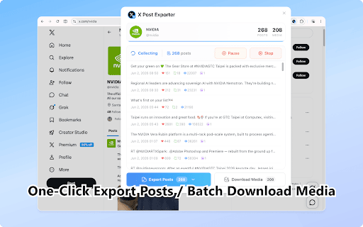 X Post Exporter & Media Downloader :: Export X/Twitter posts to CSV, XLSX & JSON. Bulk download videos, images & GIFs from any profile — all in one click.