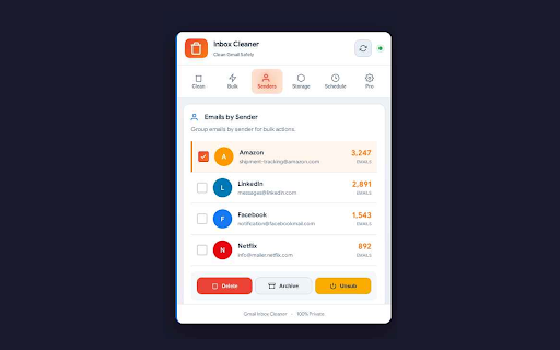 Intelligent Inbox Cleaner - Email Cleaner for Gmail :: Clean inbox fast. Bulk delete & Unsubscribe emails, get inbox zero with AI protection, scheduled cleaning & storage manager
