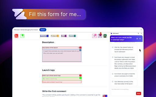 Bibrowse :: AI agent that automates any cross-site browser tasks for you. Why click when you can just ask?