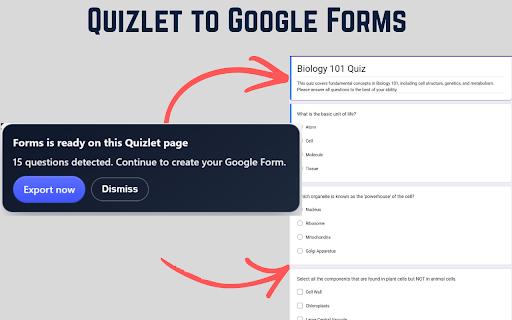 Quizlet to Google Forms Exporter :: Export Quizlet quizzes and MCQs into Google Forms automatically—right from the page you're on.