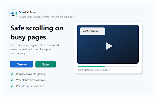 Scroll Volume :: Adjust video volume with the mouse wheel on hover.