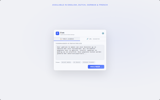 Fret :: Understand what you sign. Analyze terms of service and privacy policies instantly in your browser.