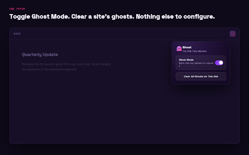 Ghost - The Web Time Machine :: Ghost your web: Capture, save, and revisit snapshots of any website content.
