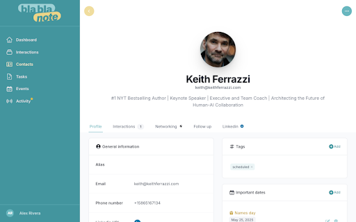 BlaBlaNote :: Capture LinkedIn profiles and enrich your network. One-click import with automatic profile enrichment.