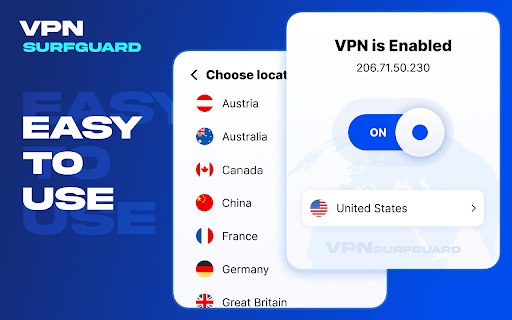VPN SurfGuard :: VPN for Chrome browser. SurfGuard is a fast and stable VPN extension that protects your privacy. Change your location in one click