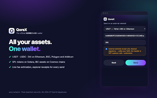 QoreX :: QoreX — the official QoreChain wallet. Quantum-safe by default.