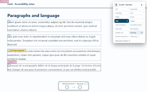 Aceit Toolbar :: Accessibility inspection toolbar. Highlight page structure and identify potential issues during manual reviews.