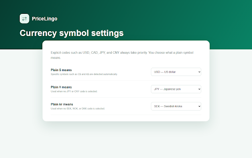 PriceLingo: Select Currency Converter :: Select a price on any webpage and instantly convert it to your preferred currency.