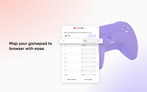 GamePie - Gamepad to Keyboard Mapper from ProtoPie :: Control ProtoPie prototypes in your browser by mapping gamepad inputs to keyboard keys.