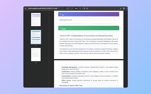 Gemini to PDF - Batch Export :: Bulk Export all your Gemini conversations to PDF files with one click