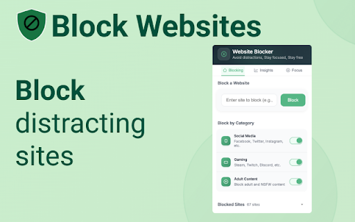 Website Blocker - Block sites and focus mode :: Easy way to block websites and stay focused. Block sites, use focus mode, block by category, and use pomodoro timer.