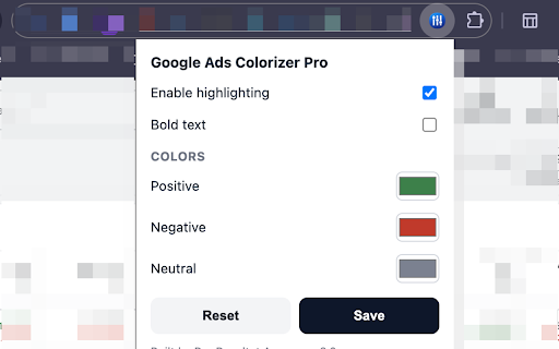 Google Ads Colorizer :: Color-codes metric deltas in Google Ads tables to make PPC analysis faster and clearer.