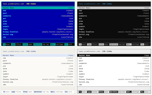 FarLink — Every link on a page, by keyboard :: Every link on a page in one keyboard-driven list. Filter by title or address, then open it here or in a new tab. No mouse.