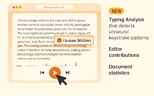 TrueWrite - Teacher AI Detection & Document Replay Analytics :: Advanced writing analytics with document replay visualization. Professional teacher insights dashboard with AI detection.