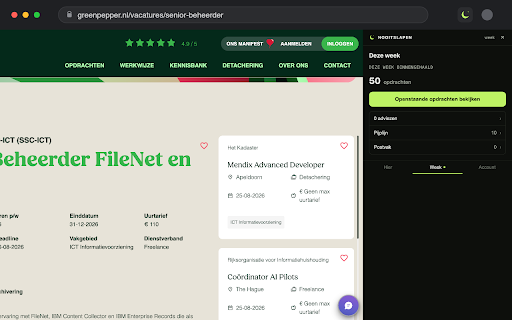 NooitSlapen: je agent in je browser :: Haal freelance-opdrachten binnen waar je ze vindt, ook achter een login. Je agent beoordeelt ze op je cv; reageren staat ingevuld.