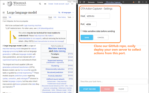 WAP Browser Action Capturer :: A simple tool helping you to collect the interactions with browser for WAP replay.