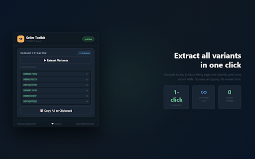 Seller Toolkit :: All-in-one toolkit for eBay Store sellers: extract variants, sales tracker, sync orders, export to Excel and monitor stock.