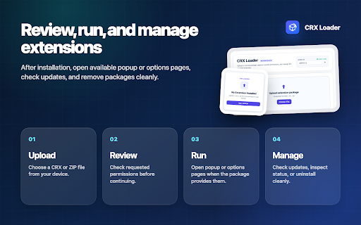 CRX Loader :: Load and run third-party CRX or ZIP extensions inside the CRX Loader host extension.
