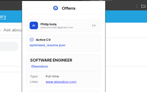 Offerra :: Scans websites for job application details and logs them.