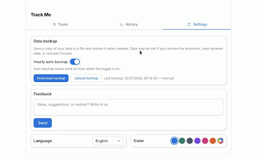 Track Me - Task Time Tracker :: Minimalist time tracker for tasks — track, report, and back up your work hours