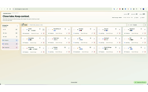Chrome Shelf :: Close tabs. Keep context.