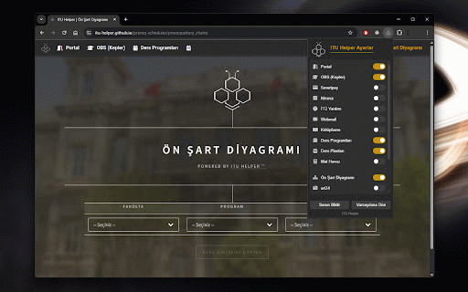 ITU Helper :: İTÜ'lülerin kullandığı çeşitli siteleri birbirine bağlayan ve daha akıcı bir deneyim sunan bir tarayıcı uzantısı.