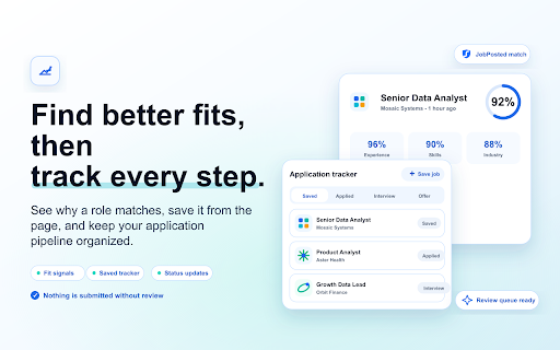 JobPosted :: Autofill login-gated job applications with your JobPosted master profile and tailored resume.