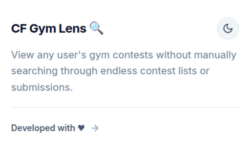 CF Gym Lens :: Adds a Gyms tab to Codeforces user profiles showing gym participation history