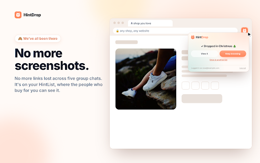 HintDrop: Gift Wishlist from Any Shop :: Drop a hint from any shop website. Save gift ideas for you, for them, or together. Free.