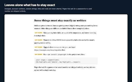 BeBold :: Bolds the start of each word to give your eye an anchor. Does not change page layout or what screen readers read.