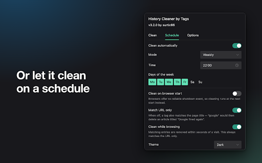 History Cleaner by Tags :: Clean your browser history by tags, manually or on a schedule