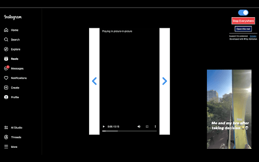 InstaReel everywhere :: Boost Instagram Reels auto scroll, ad-free playback. Floating window, skip reels/ads, control anywhere. Binge-watch effortlessly!