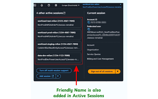 AWS Account ID Mapper :: Map AWS Account ID in AWS Console, multi-session pages & browser tab with a friendly name, shortcutname and color