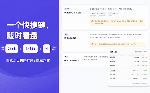 摸鱼盯盘 - A股实时行情提醒助手 :: 隐蔽、轻量的股票行情监控浏览器插件。