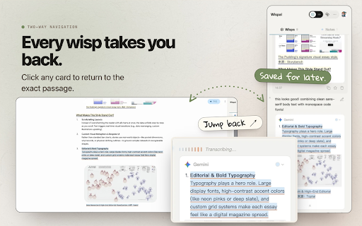 Wispal: Highlight & Annotate ChatGPT, Claude & Gemini Chats :: Highlight what matters in ChatGPT, Claude, Gemini. Annotate by voice or text, organize across chats, jump back to original context.