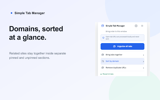 Simple Tab Manager :: Bring tabs together, remove duplicate URLs, and sort them by domain.