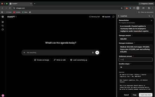 CaseFolio — Private AI Case Manager for Lawyers :: Private, local-only case manager for lawyers. Prompt templates, PII guard & disclaimers. Works with ChatGPT & Claude.