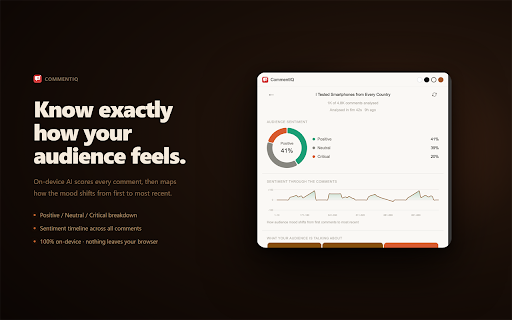CommentIQ :: Search and explore YouTube comments — likes, replies, activity over time. On-device AI sentiment and insights on supported devices.
