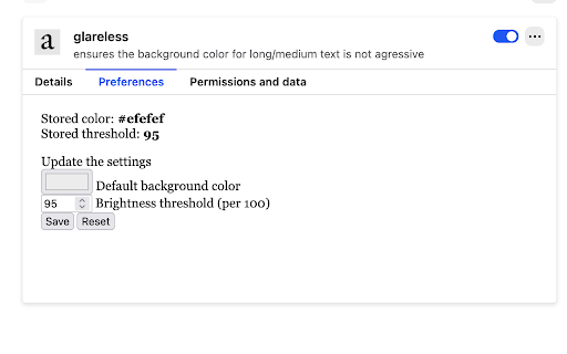 glareless :: ensures the background color for text is not too bright