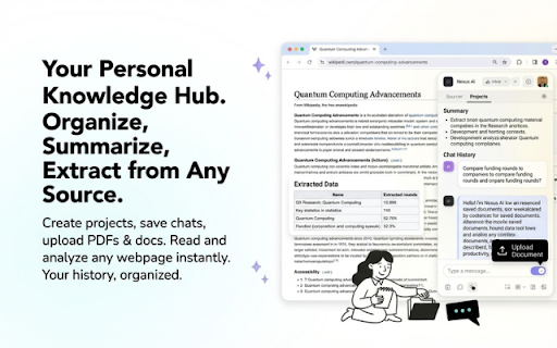 Nexus AI – Smart Web & PDF Context Analyzer, Summarizer :: Smart context-aware AI summaries for web & PDFs. Instantly chat with files, rewrite content, and extract structured data to CSV.